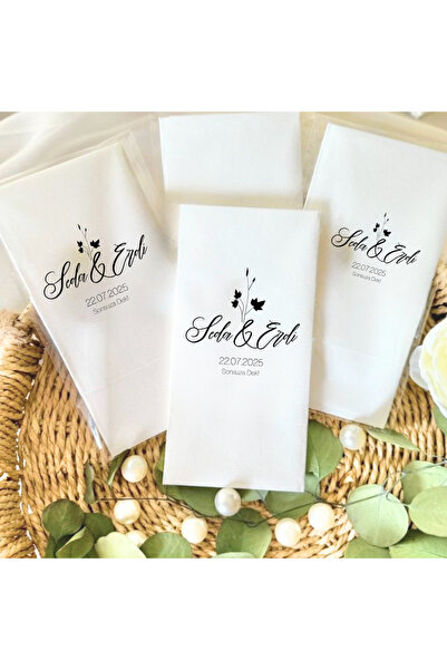 Lion Baskı ve Organizasyon Yaprak desenli söz düğün nişan peçete 20'li