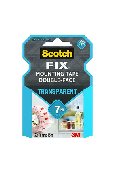 Scotch Brite Exterior Double-Face Mounting Tape Clear 19mm x 1.5m