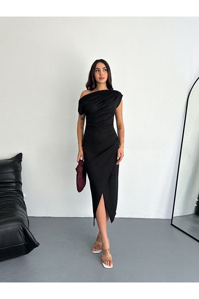 SLAW REZZ Wrap Stylish – Βραδινό φόρεμα με έναν ώμο με γκλίτερ σχισμή