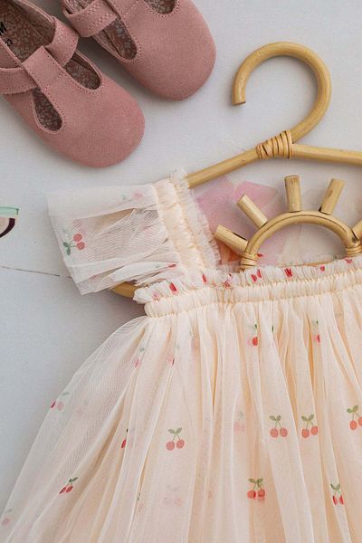 chipiques Cherry Patterned Elastic Strap Tul Kids Dress
