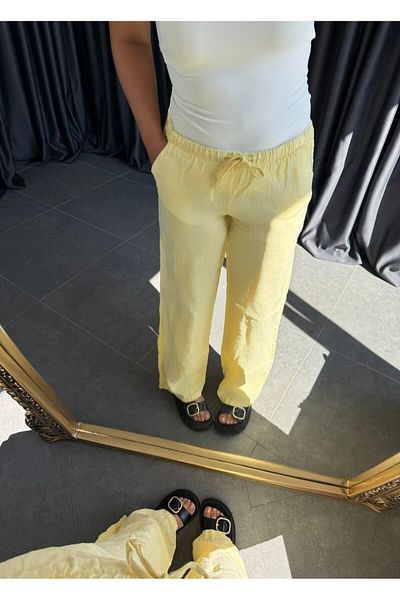 BÜŞRA PERKER Yellow 100% Linen Trousers