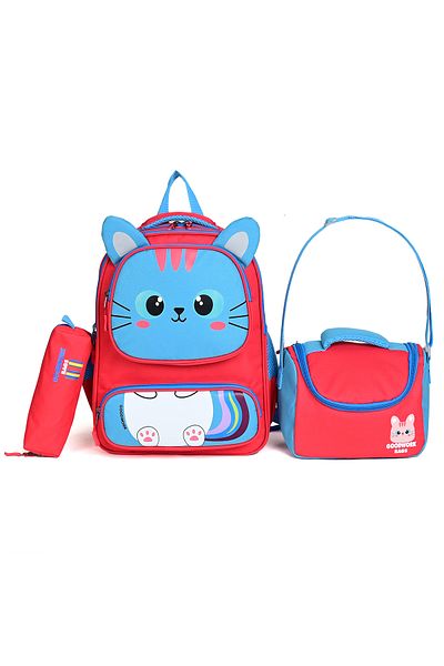 Wander Set de 3 genți de școală – rucsac, cutie de prânz și suport pentru stilou - roșu