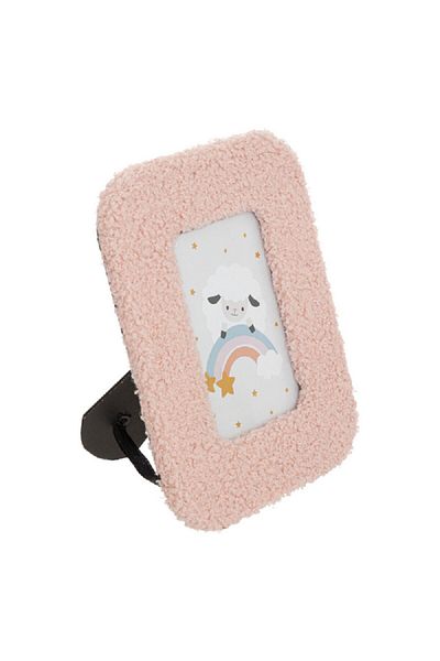 Atmosphera Bouclette Fabric Tabletop Photo Frame for Kids Pink and Black 10 x 15cm