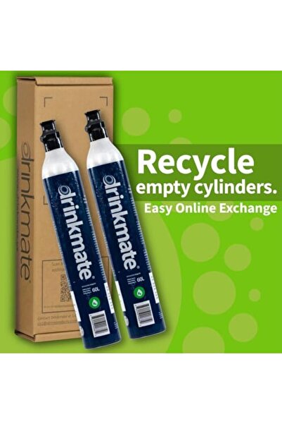 Drinkmate 60 Litre Spare Gas Co2 Cylinders, Compatible With Sodastream- 2 Pack - Filled