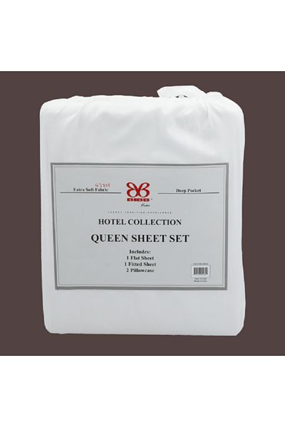 Bibb Home Hotel Collection Extra Soft Fabric Bed Sheet Set White Queen