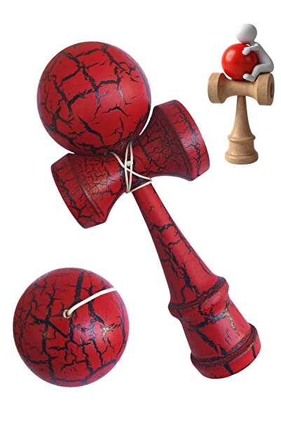 BV Kendama profesională, bilă din lemn, design artistic cu finisaj crăpat + autocolant pentru telefon, 108KD