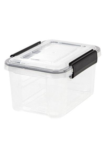 IRIS WeatherPro Rectangular Storage Container Clear and Black 6.5 Quart