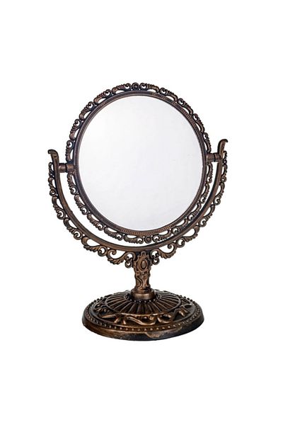 PUFO Oglindă de masă vintage elegantă cu picioare și două laturi pentru machiaj, 27 cm