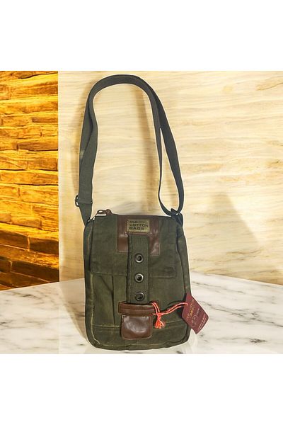 Old Cotton Vintage Small Casual Unisex Daily Crossbody Messenger Bag S Size 20X24Cm