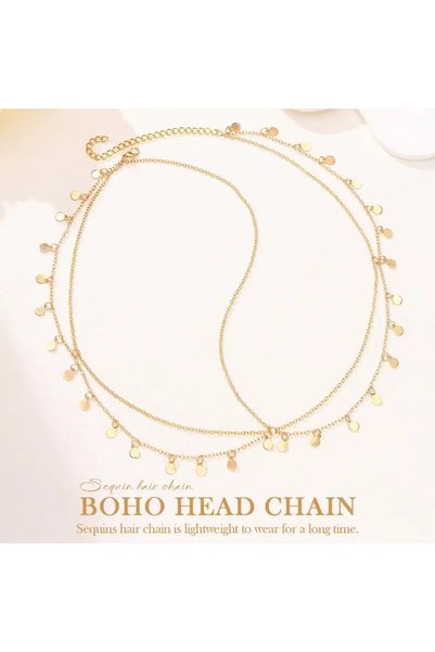 Takıtolia Hymara - Elegant Gold Headband Hair Chain Festive Costume Accessory Carnival Head Chain