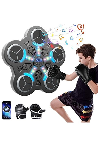 Flippy Flippy Boxing Toy with Music and Lights, Gloves, Bluetooth, USB, 5 Targets, 33x33x4.5 cm, Black