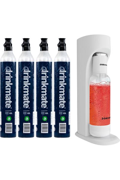 Drinkmate Omnifizz Sparkling Water And Soda Maker, Four Cylinder Bundle