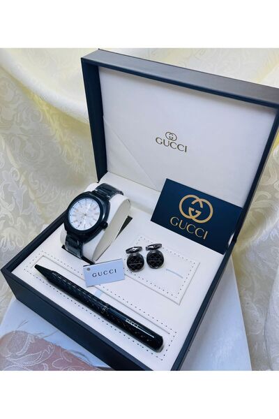 gucca طقم جوتشي رجالي كبك + علبه + كيس + قلم من نفس الماركه