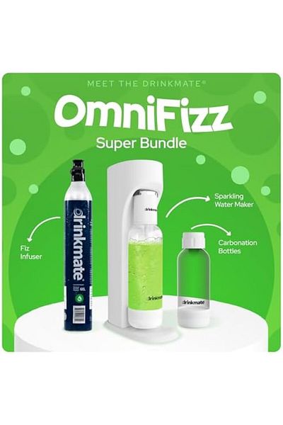 Drinkmate Omnifizz Sparkling Water And Soda Maker, Carbonates Any Drink, Special Bundle - Includes 6