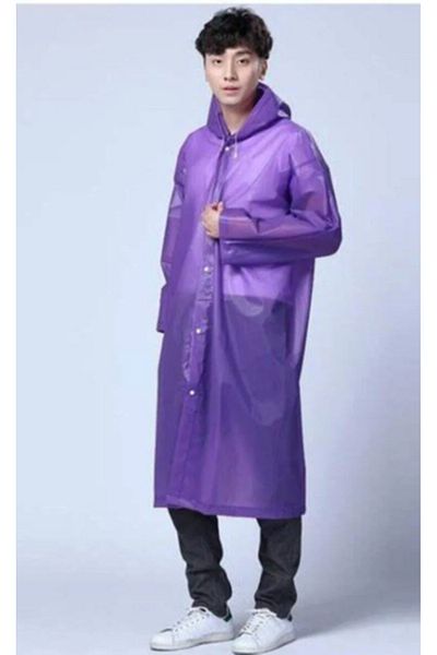 Kezban Tekstil Unisex Purple Eva Fabric Water Windproof Raincoat