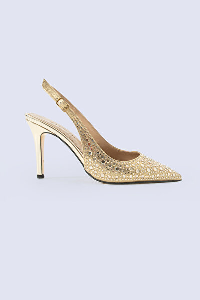 Tacchi Lucente Trop Detaylı Altın Abiye Ayakkabı