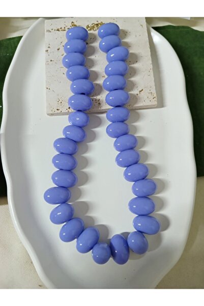 mos&more Marka Kolye, Mor İri Boncuklu Şık Kadın Kolye, Yaz Modası