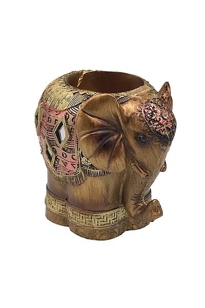 BV Decorative elephant statuette with pen holder, Gold, 11 cm, 1106H