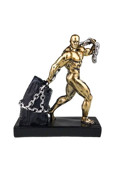 BV Decorative statuette, Man with chain and stone, 27 cm, 1873H-1