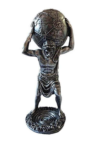 BV Statuetă decorativă, Atlas, argintie, 29 cm, GXL020