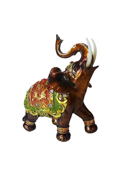 BV Decorative Statuette, Elephant with trunk up, Brown, 14 cm, GA24409
