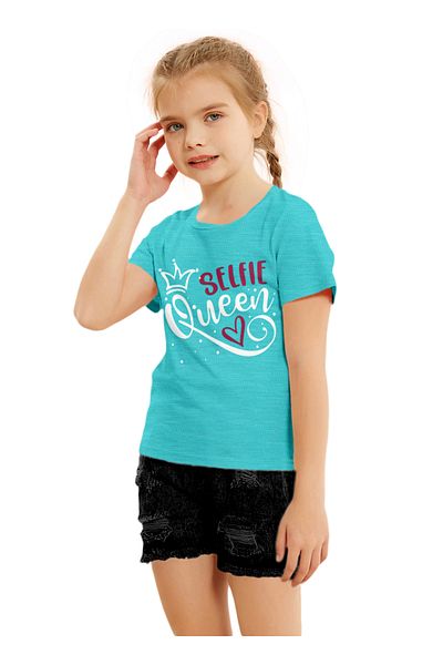 LAUREN SMITH Kids Girls Short Sleeved Tee with Cute Print 100 percent Cotton