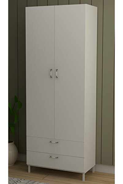 KRM MOBİLYA & DEKORASYON 2 Çekmeceli Dekoratif Giyinme Dolabı (BEYAZ)