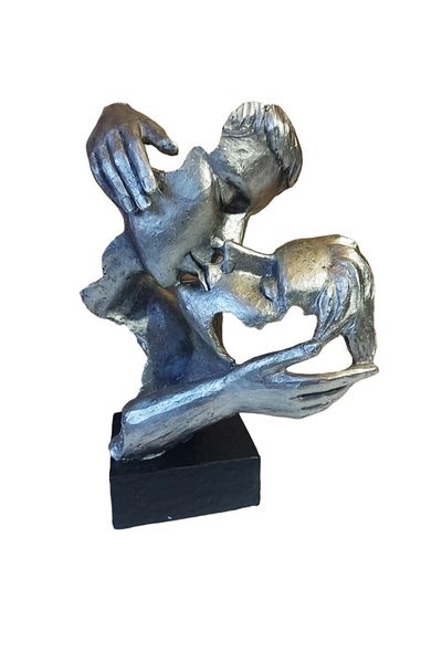 BV Mască decorativă tip statuetă, Îndrăgostiți, Argint, 27 cm, 065SX-1