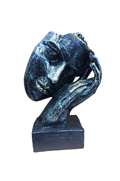 BV Statuetă mască decorativă, Negru-Argintiu, 22 cm, 637CB-5