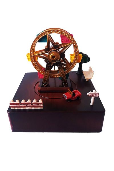 BV Music box, with key, Circuit around the wheel with key, Brown, 15 cm, YL2024