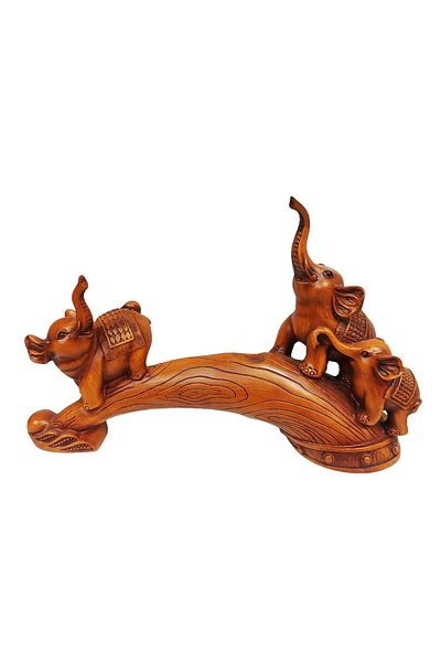 BV Decorative statuette, Elephant Family, Brown, 35 cm, L3248X