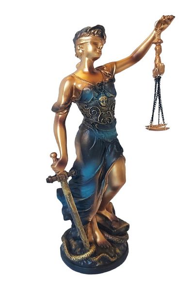 BV Statuetă decorativă, Zeița Justiției Themis, Albastră, 32 cm, DX1100