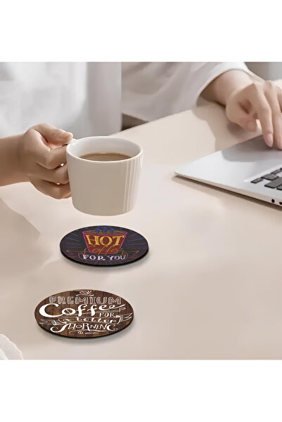 kutuTR ☕   Retro Coffee Enjoyment – Set of 6 Mdf Coasters Brd-025