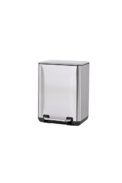 HONEYBEE سلة مهملات مستطيلة من الفولاذ المقاوم للصدأ بدواسة فضية سعة 6 لتر