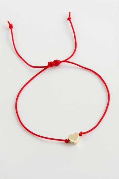 Fikart Kalp Makrome İp Bileklik Kırmızı