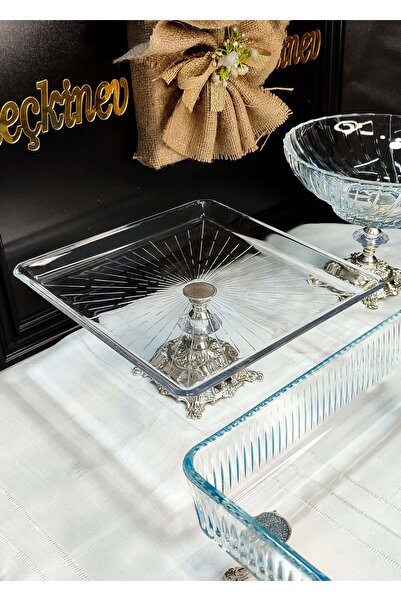 SEÇKİNEV Eylül 4 Parça Gümüş Ayaklı Masa Sunum Seti