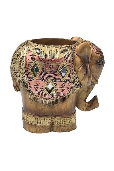 BV Decorative elephant statuette with pen holder, Gold, 11 cm, 1106H