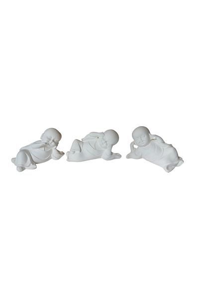 BV Decorative statuette, Buddha, I See, I Hear, I Speak, White, 13 cm, DVA3