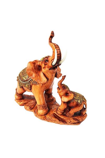 BV Decorative statuette, Elephant with cub, Brown, 21 cm, 511H