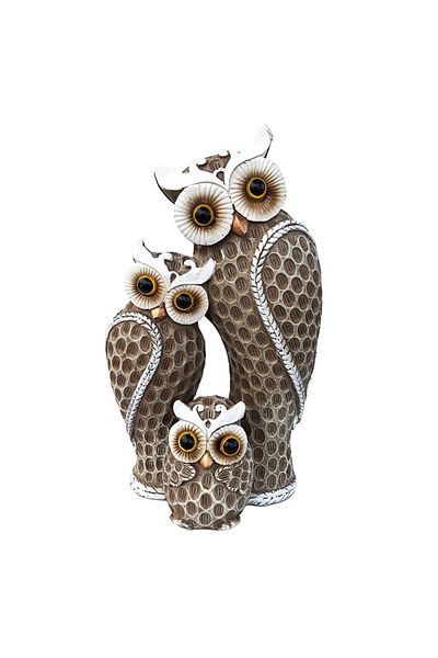 BV Decorative statuette, Owl family, Brown, 23 cm, 513H-1