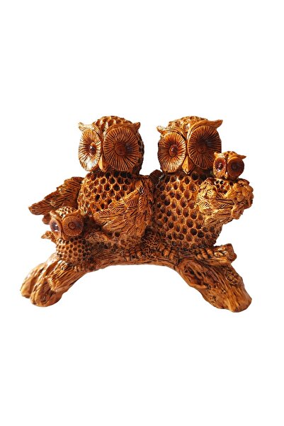 BV Statuetă decorativă, Bufnițe, Maro, 14 cm, 33286MB