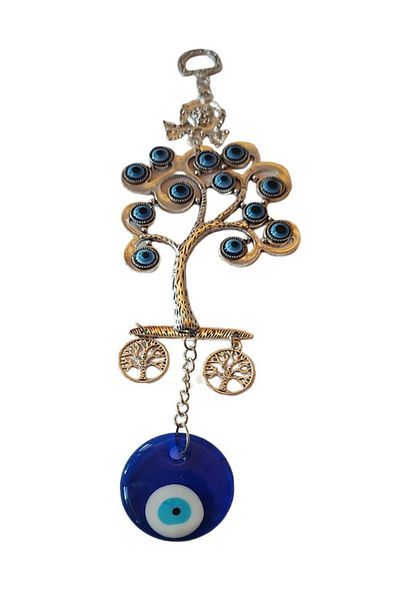 BV Amuletă Feng Shui pentru protecție și noroc, Arborele Vieții cu Ochiul lui Horus, Argint, 21 cm, BFLD07