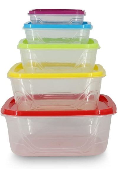 RAHALIFE HOME SOLUTION RAHALIFE Stackable Storage Box with 5 Adjustable Compartments – 1.4L – Plastic Organizer for Home