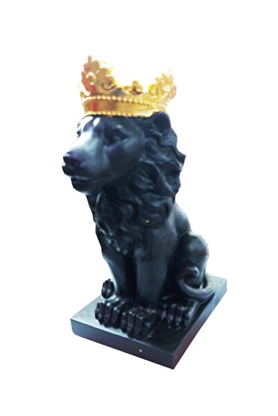 BV Statuie Leu, Negru, 34 cm, 625LD-2