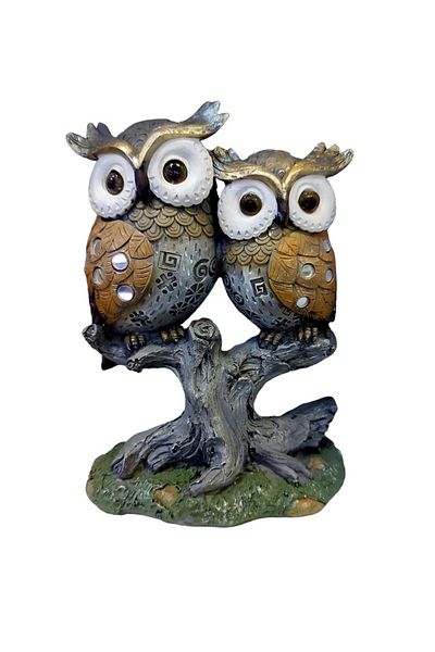 BV Decorative statuette, Owls on a branch, Brown, 20 cm, W8391-1