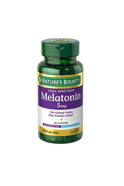 Nature's Bounty Dual Spectrum Melatonin 5 Mg Bi-Layer Tablets, Pack of 60's
