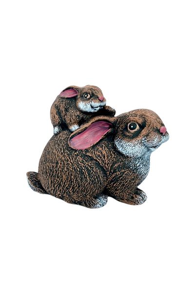 BV Decorative statuette, Rabbit with chicks, Brown, 23 cm, DV04-12