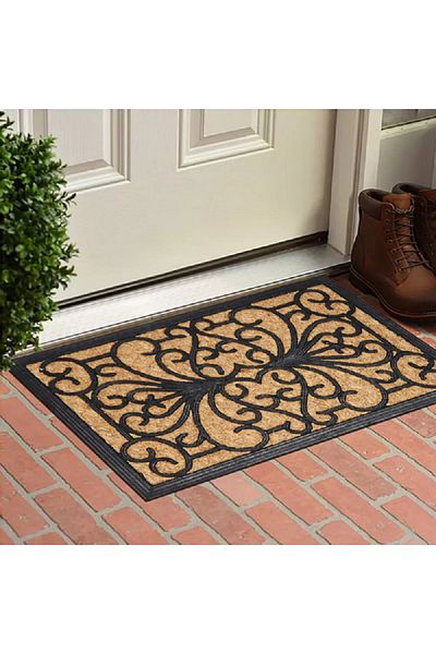 Evideco Non-Slip Backing Attractive Design Sally Natural Braided Door Mat Black and Brown 40 x 60cm 1401804