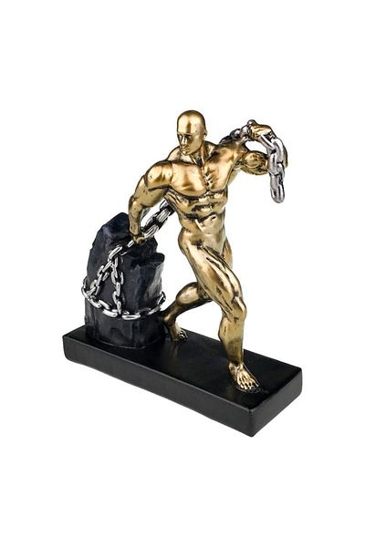BV Decorative statuette, Man with chain and stone, 27 cm, 1873H-1