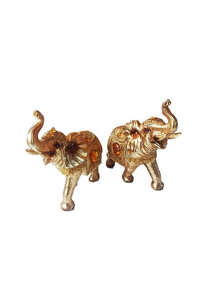 BV Set of 2 elephants, Gold, 20 cm, 150904C